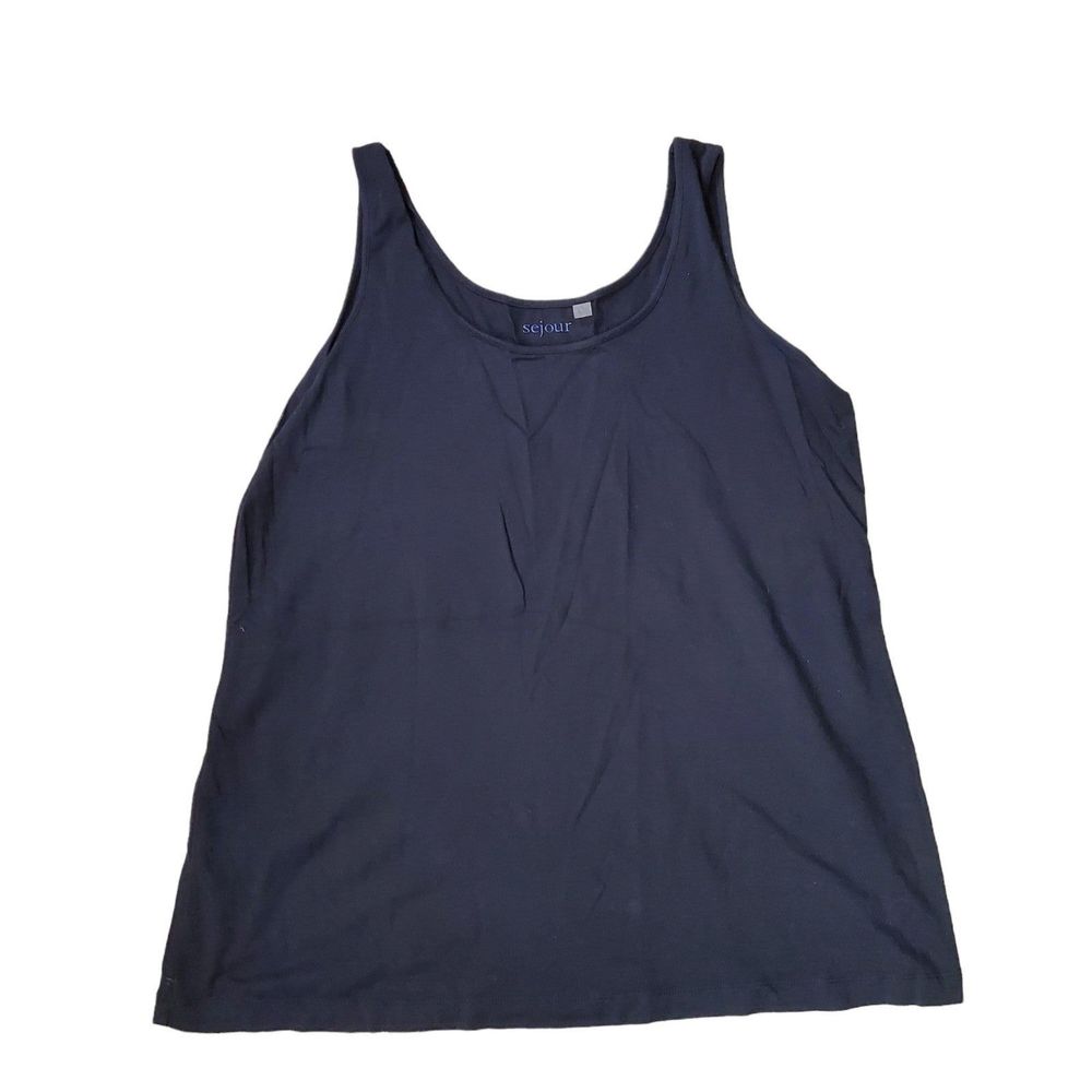 Sejour Supima Cotton Modal Tank Top Black sz 1X Soft